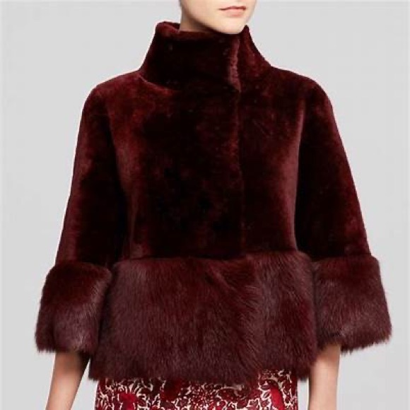 Tory Burch Jackets & Blazers - TORY BURCH Charla SHEARLING Fur Jacket wine red M